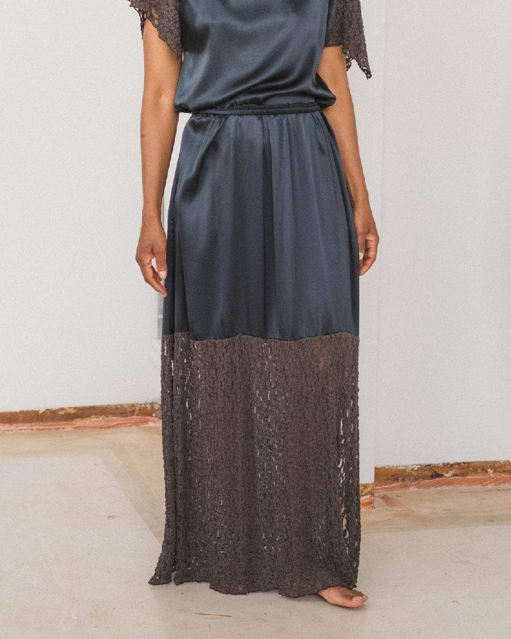 baserange jupe olin - Satin de soie et dentelle