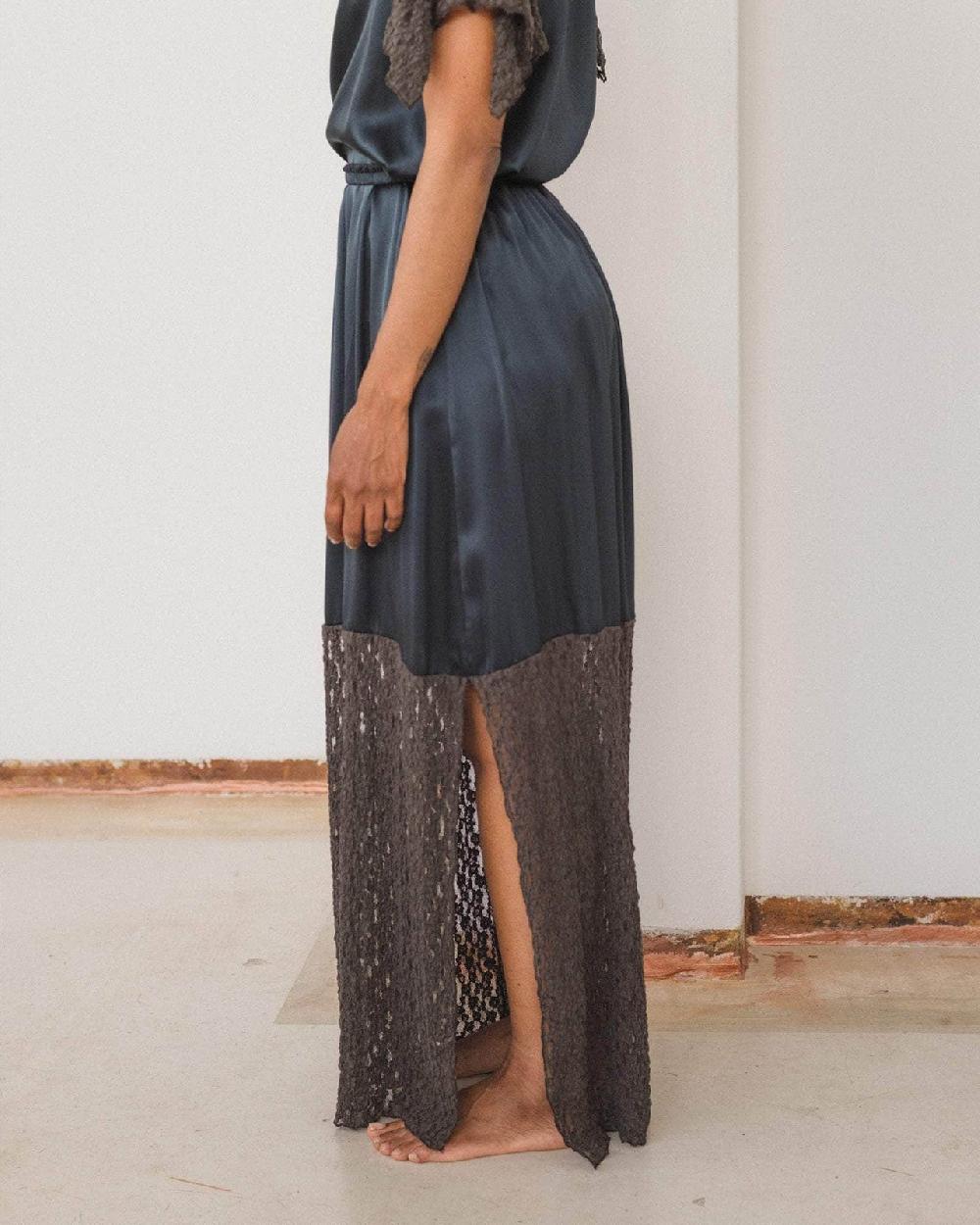 Baserange Jupe Olin - Satin De Soie Et Dentelle