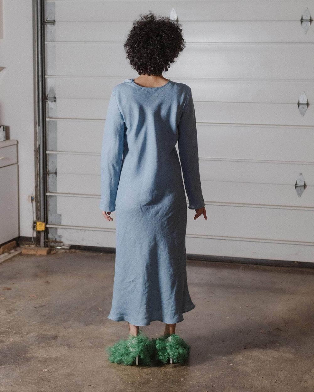 Baserange Robe Dydine à Manches Longues - Lin Léger