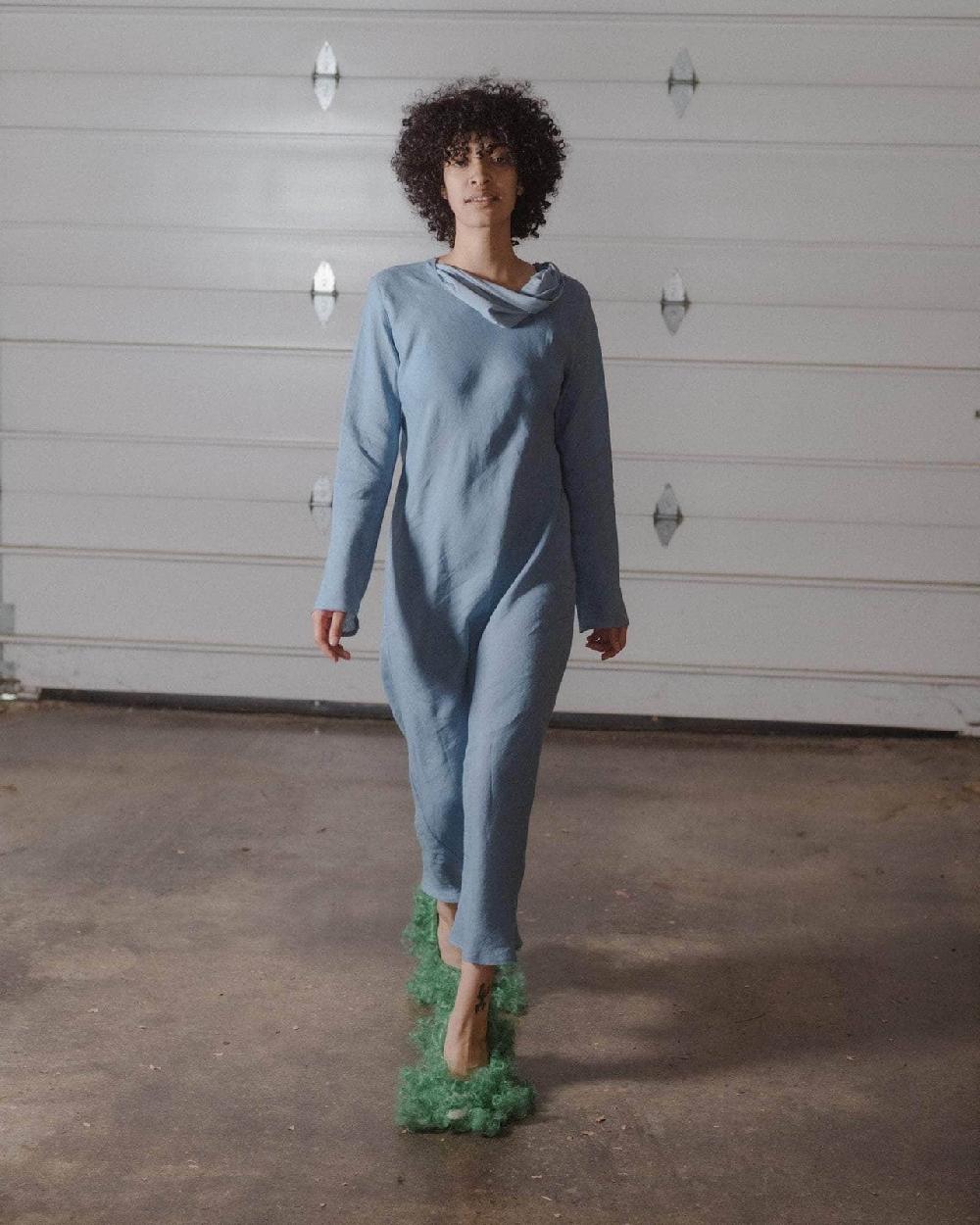 Baserange Robe Dydine à Manches Longues - Lin Léger