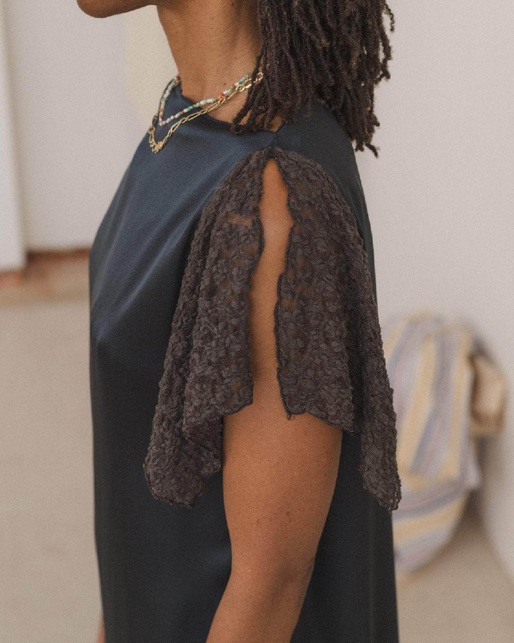 Baserange Robe Olin - Satin De Soie Et Dentelle