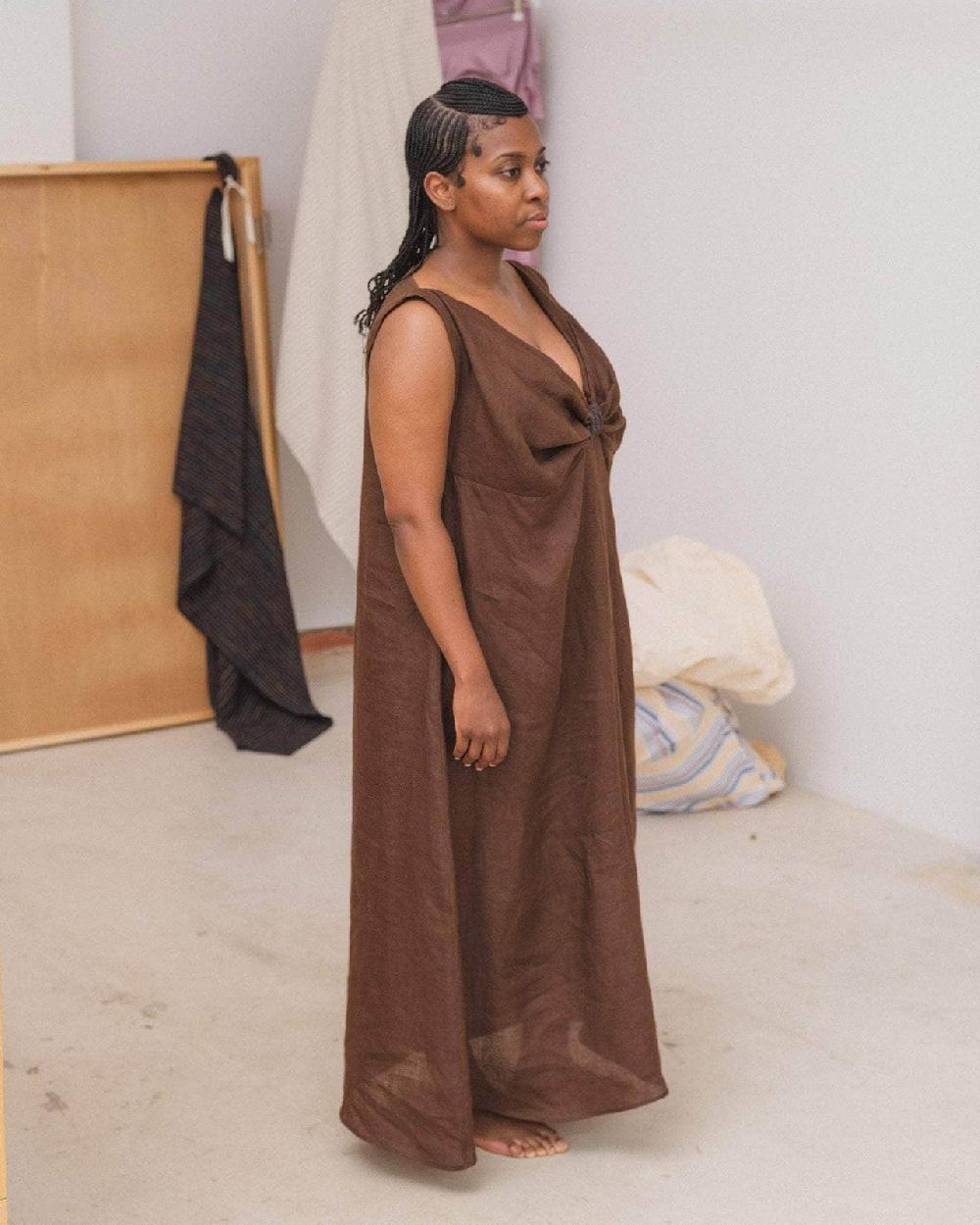 Baserange Robe Sepia - Lin Fin Et Dentelle