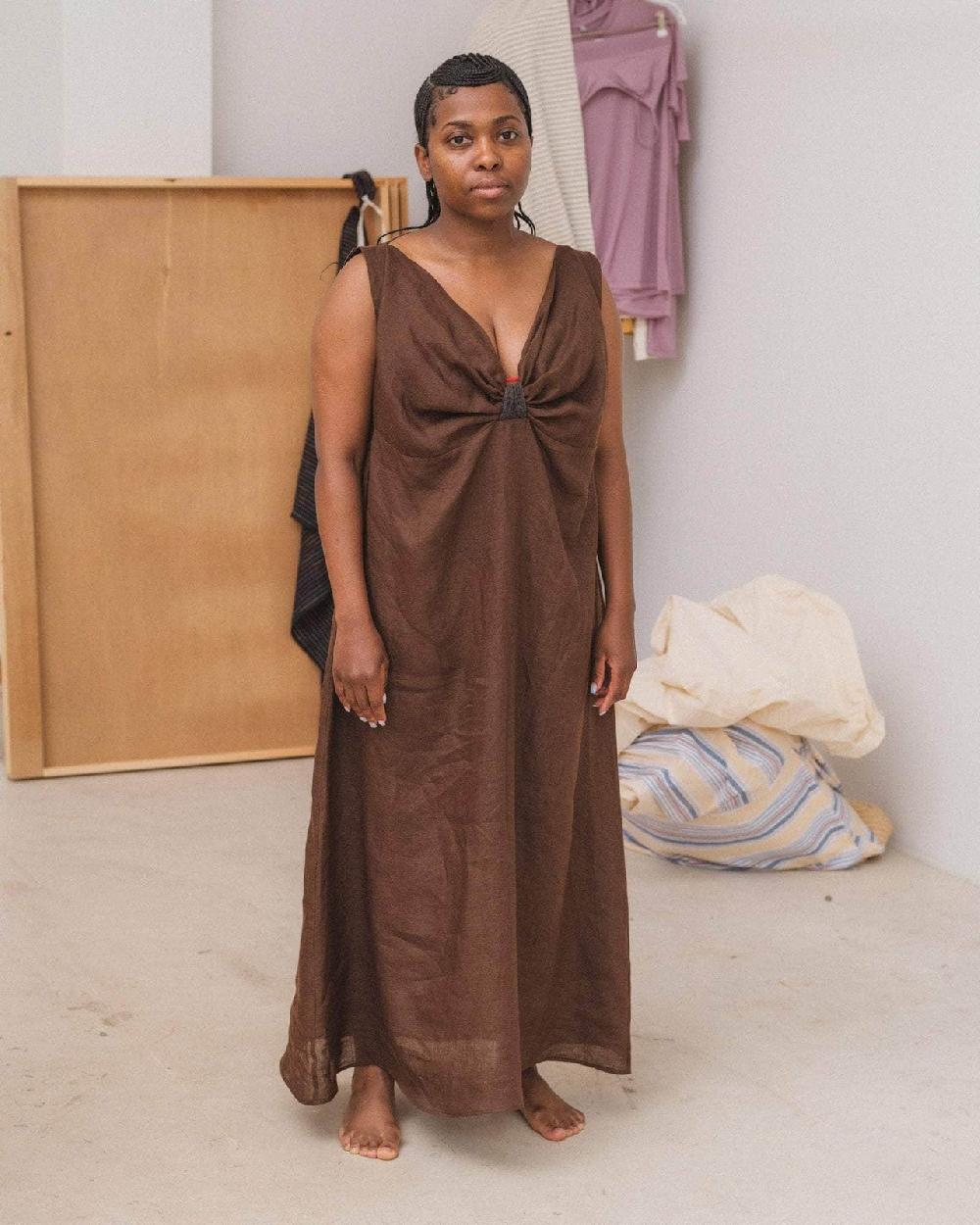 baserange robe sepia - Lin fin et dentelle