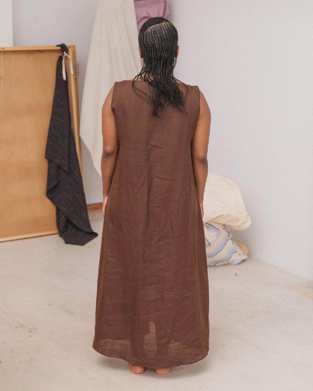 Baserange Robe Sepia - Lin Fin Et Dentelle