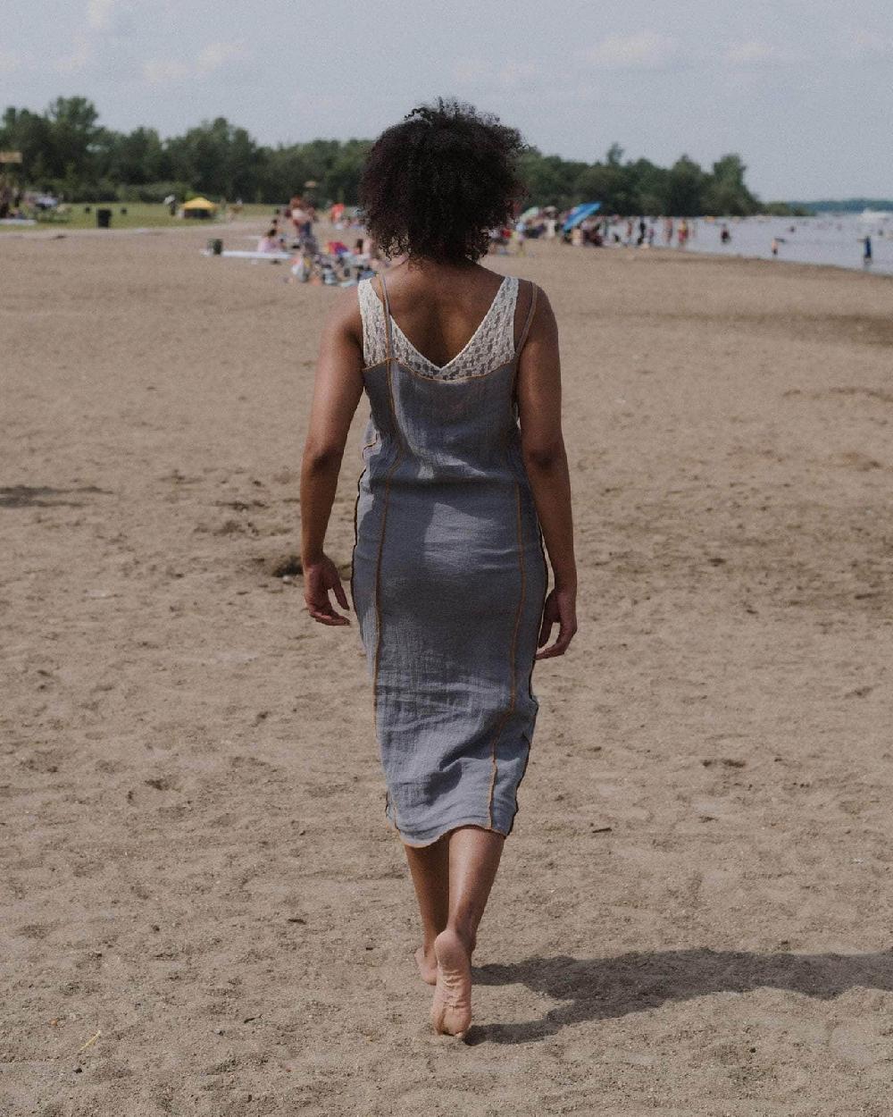 Baserange Robe Shok à Bretelles - Lin Froissé