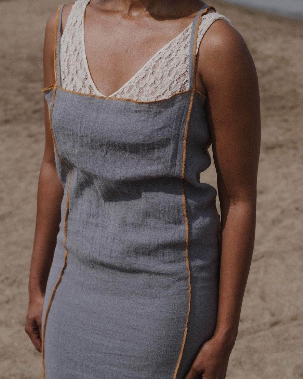 Baserange Robe Shok à Bretelles - Lin Froissé