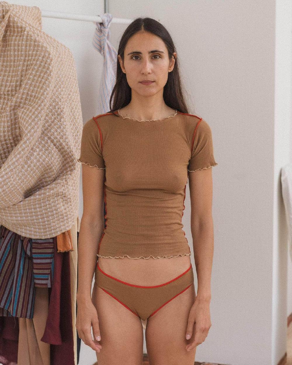 baserange t-shirt vein - Fin coton biologique côtelé