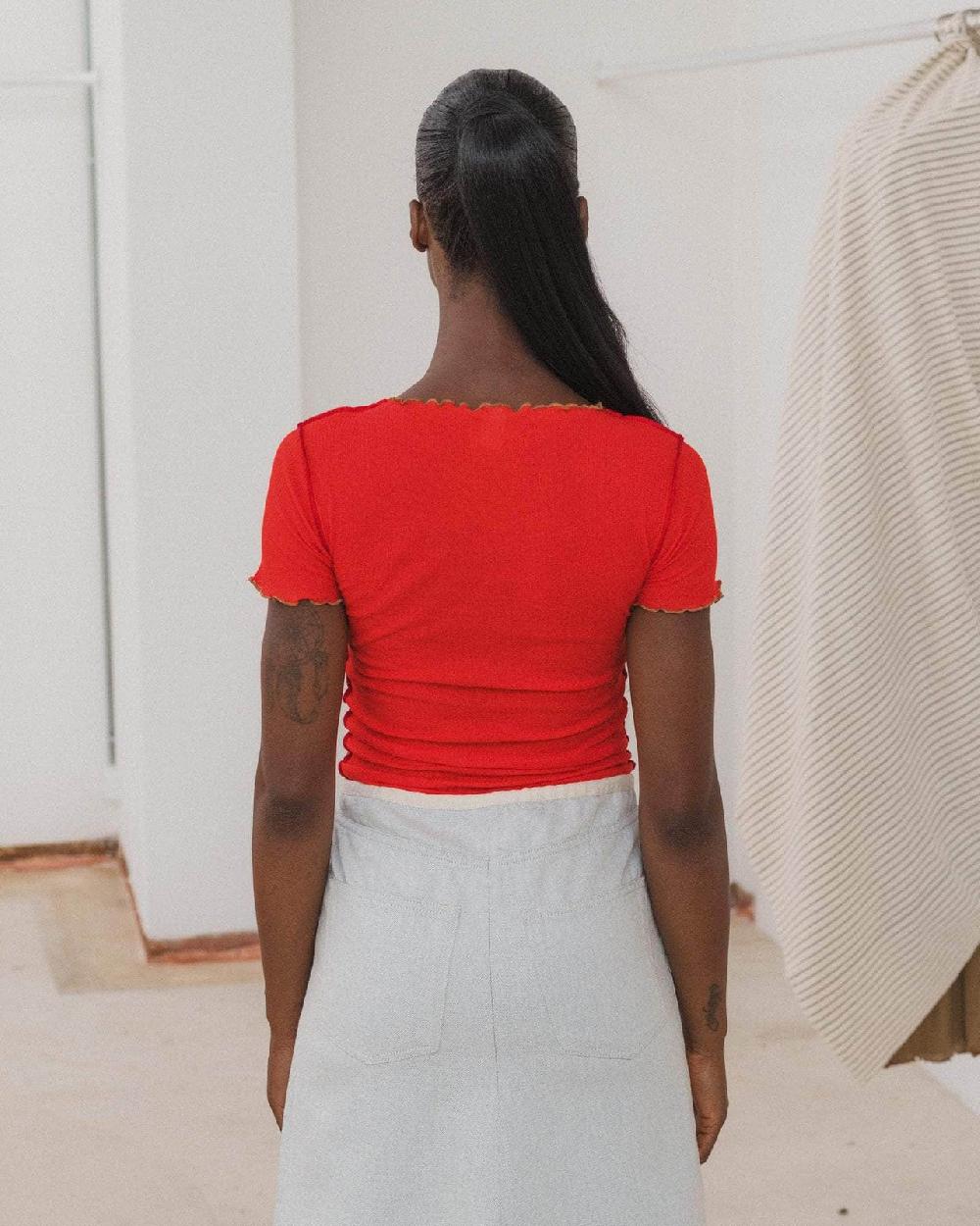 Baserange T-shirt Vein - Fin Coton Biologique Côtelé