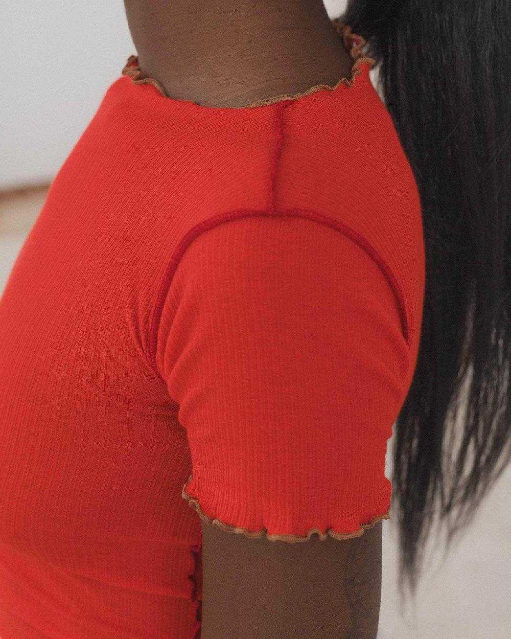 Baserange T-shirt Vein - Fin Coton Biologique Côtelé