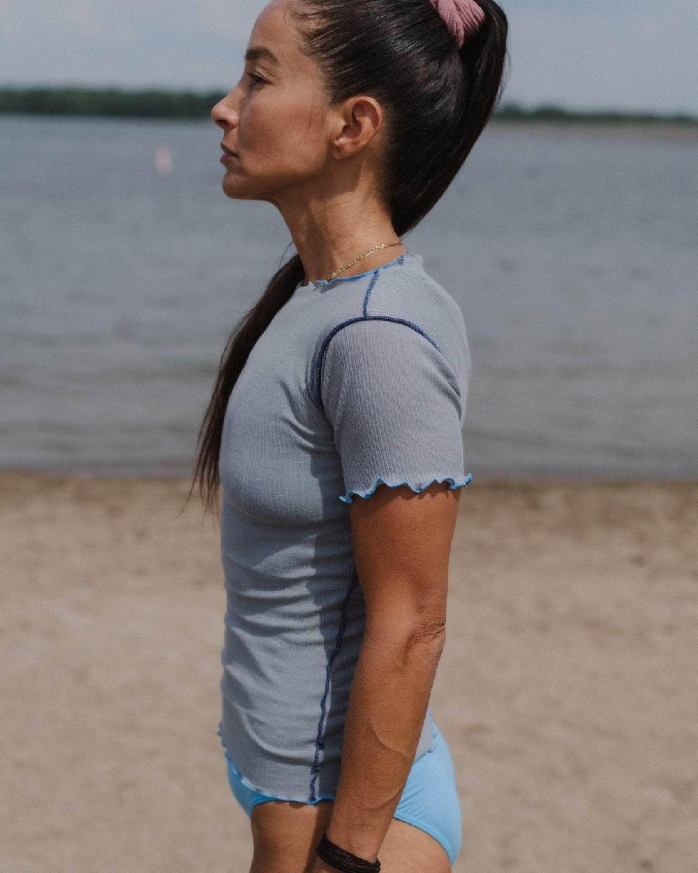 Baserange T-shirt Vein - Fin Coton Biologique Côtelé