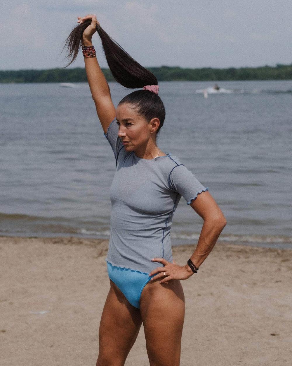 Baserange T-shirt Vein - Fin Coton Biologique Côtelé