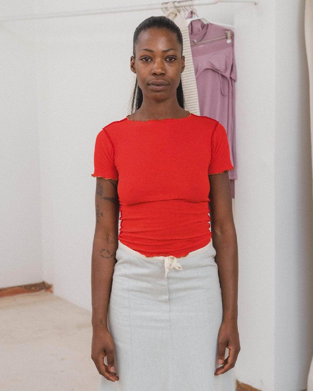 baserange t-shirt vein - Fin coton biologique côtelé