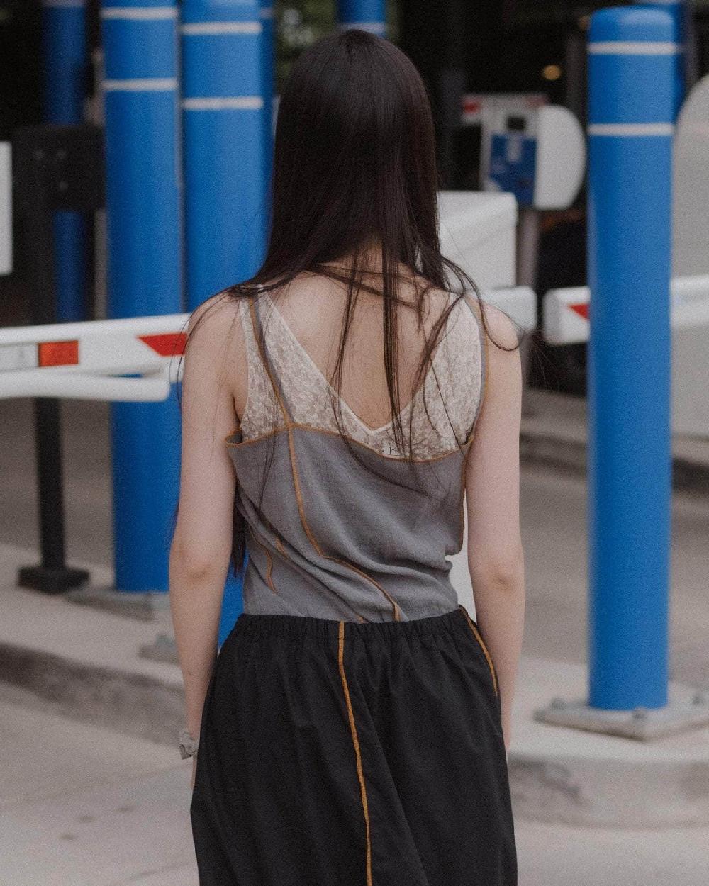 Baserange Top à Bretelles Shok - Lin Froissé