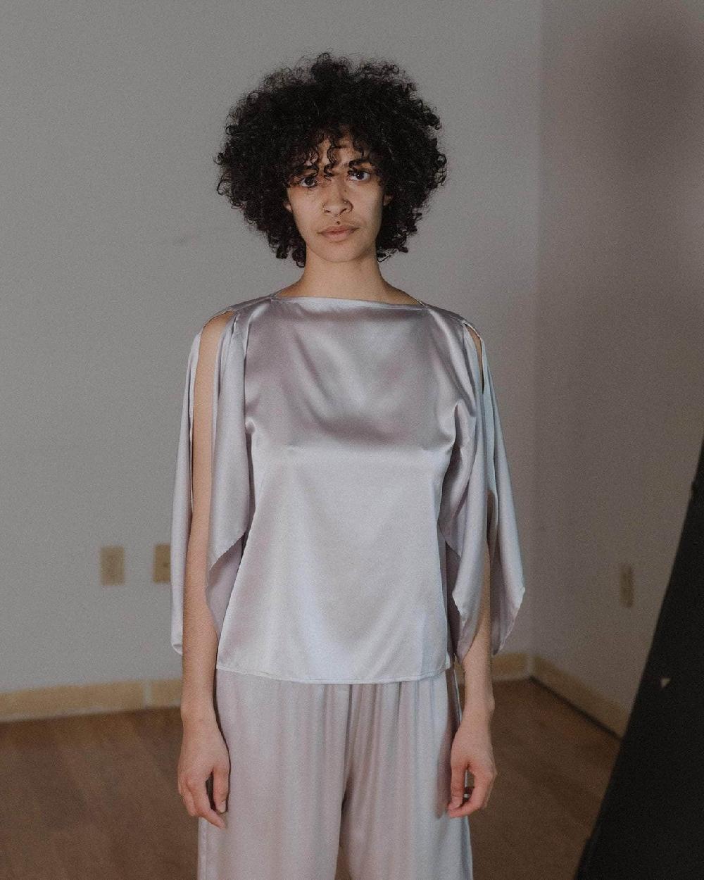 baserange Top city à manches longues - Satin de soie