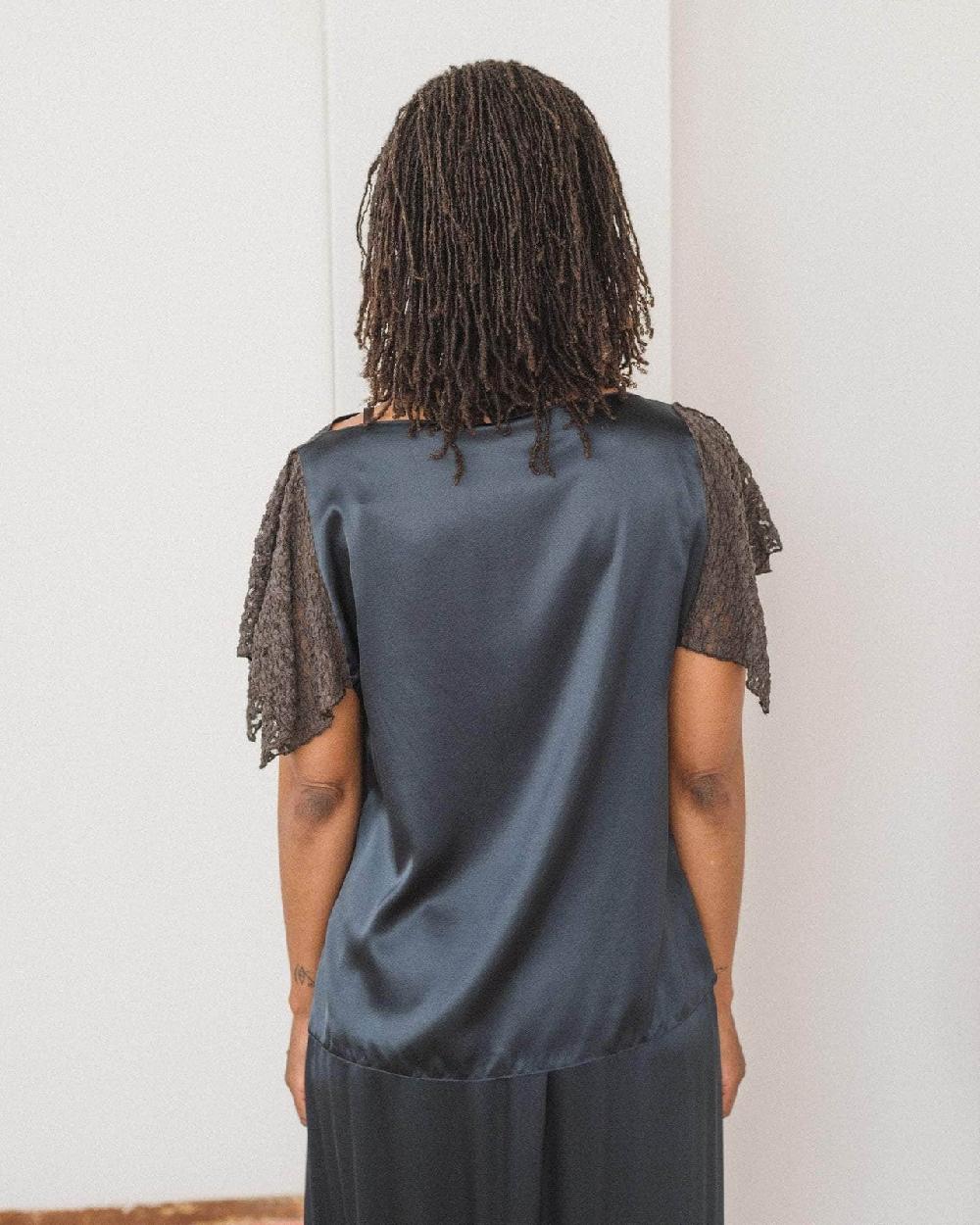 Baserange Top Olin - Satin De Soie Et Dentelle