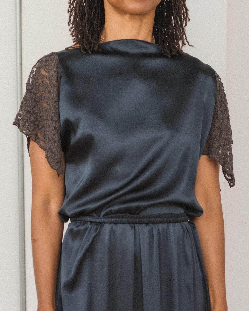 Baserange Top Olin - Satin De Soie Et Dentelle