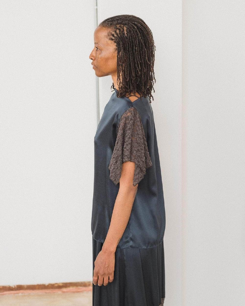 Baserange Top Olin - Satin De Soie Et Dentelle