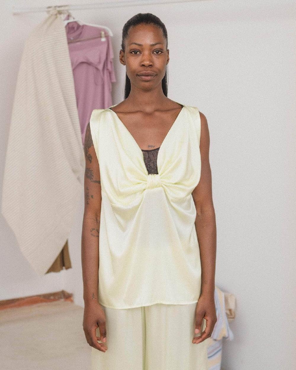 baserange top sepia - Satin de soie