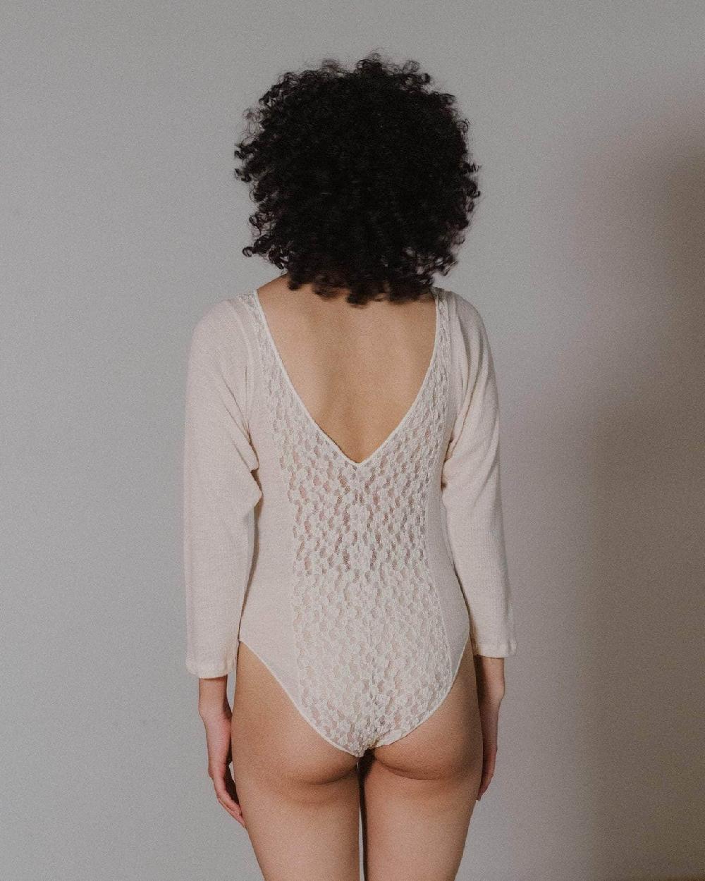 Baserange Body Crescent à Manches Longues - Dentelle De Coton Biologique