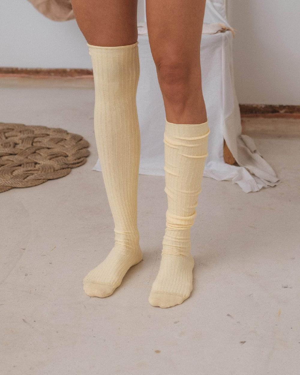 Baserange Chaussettes Hautes - Coton Biologique Côtelé