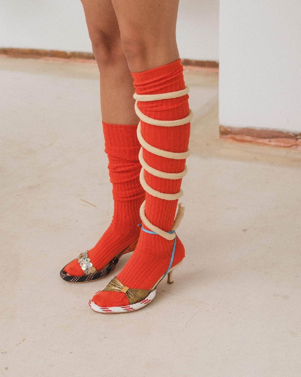 Baserange Chaussettes Hautes - Coton Biologique Côtelé