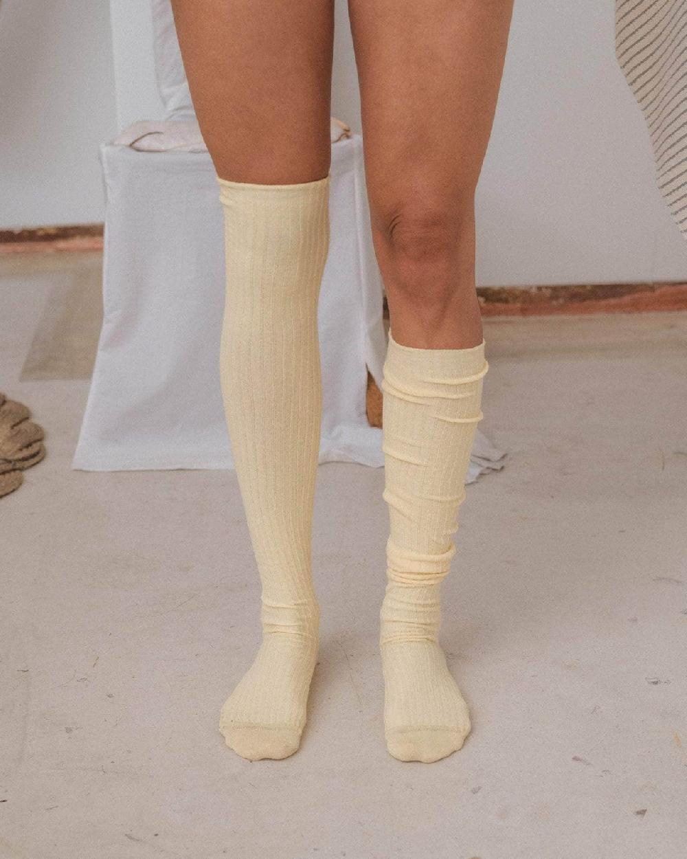 baserange chaussettes hautes - Coton biologique côtelé