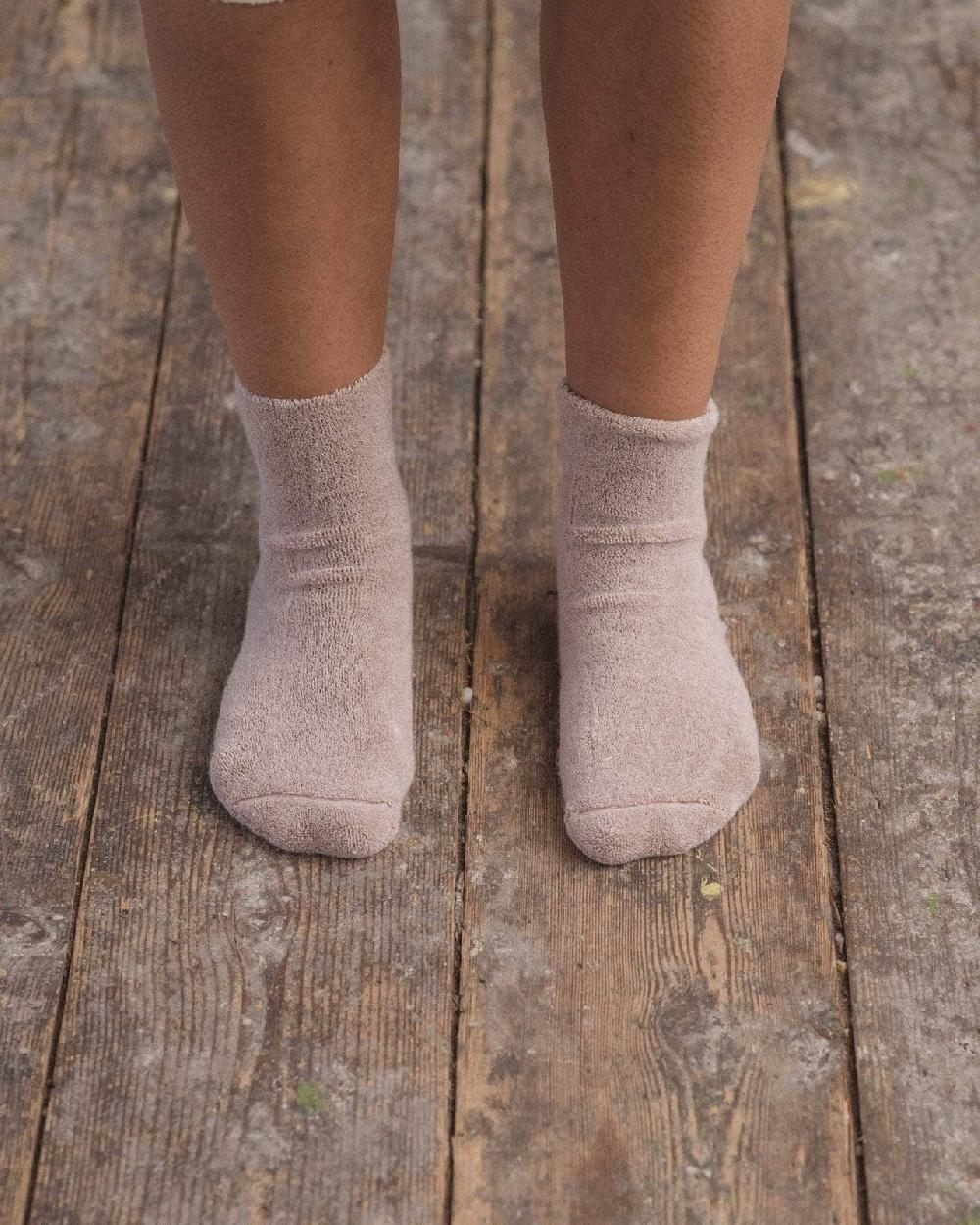 baserange Chaussettes mi-hautes à boucles - Coton biologique texturé