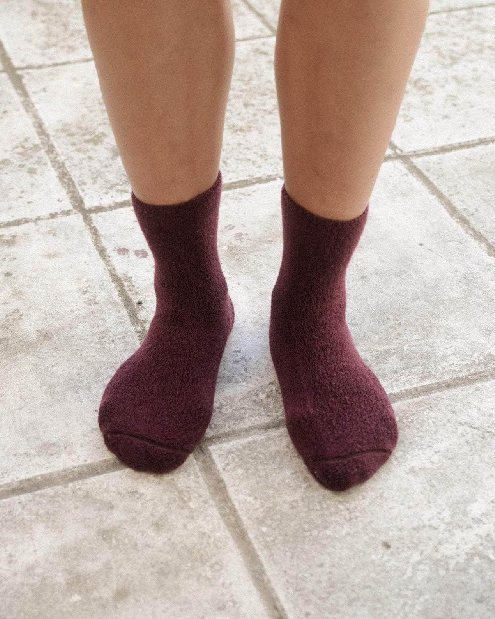 baserange Chaussettes mi-hautes à boucles - Coton biologique texturé