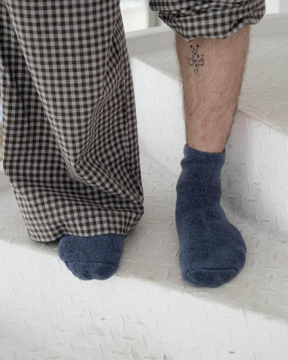 baserange Chaussettes mi-hautes à boucles - Coton biologique texturé