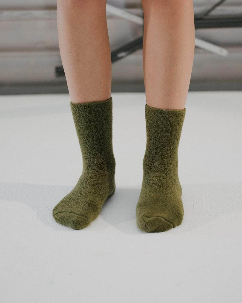 baserange Chaussettes mi-hautes à boucles - Coton biologique texturé