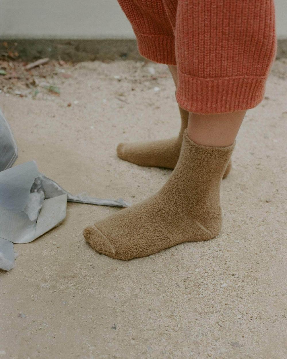 Baserange Chaussettes Mi-hautes à Boucles - Coton Biologique Texturé