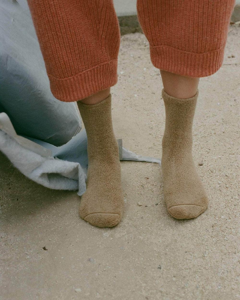 baserange Chaussettes mi-hautes à boucles - Coton biologique texturé