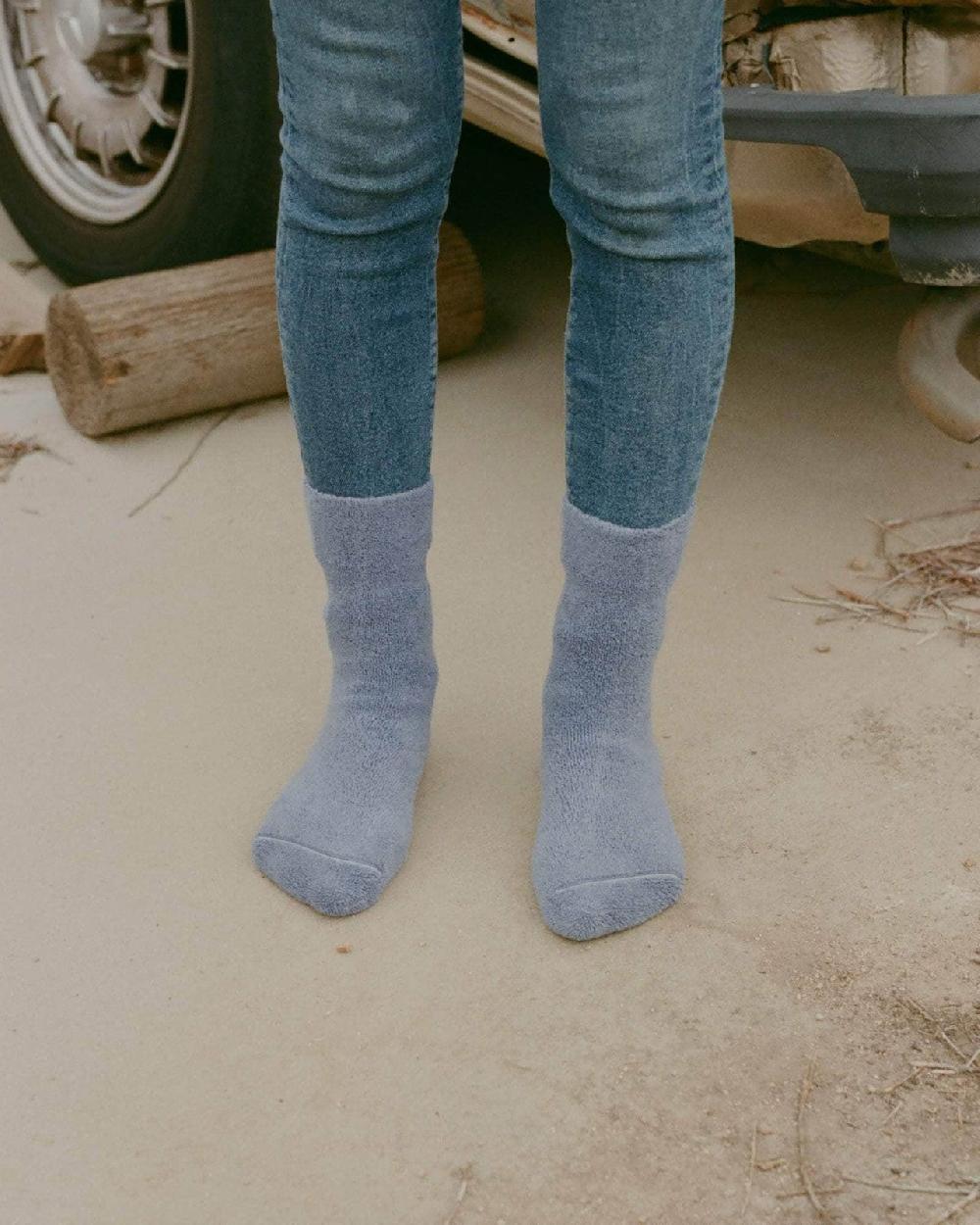 baserange Chaussettes mi-hautes à boucles - Coton biologique texturé