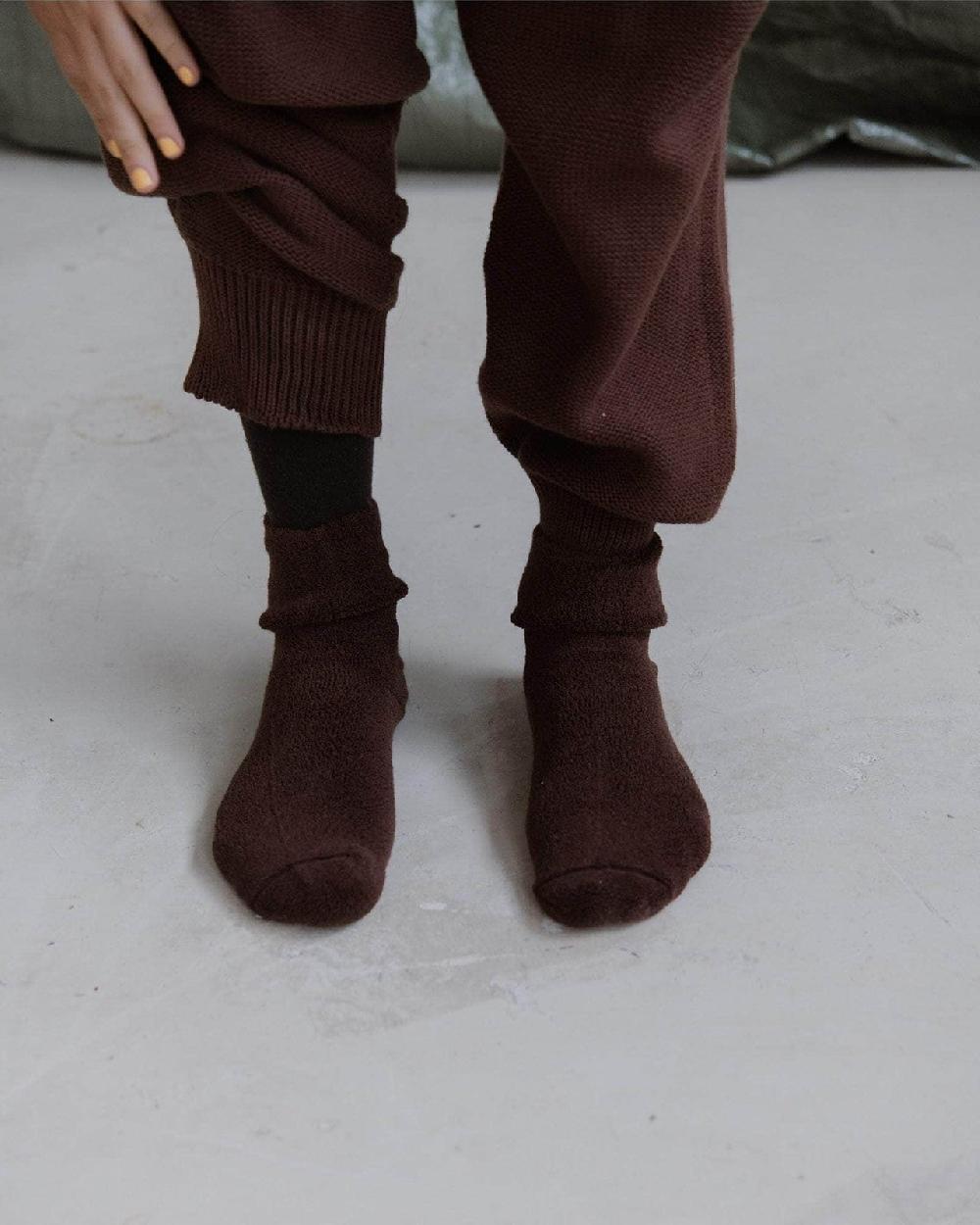 baserange Chaussettes mi-hautes à boucles - Coton biologique texturé