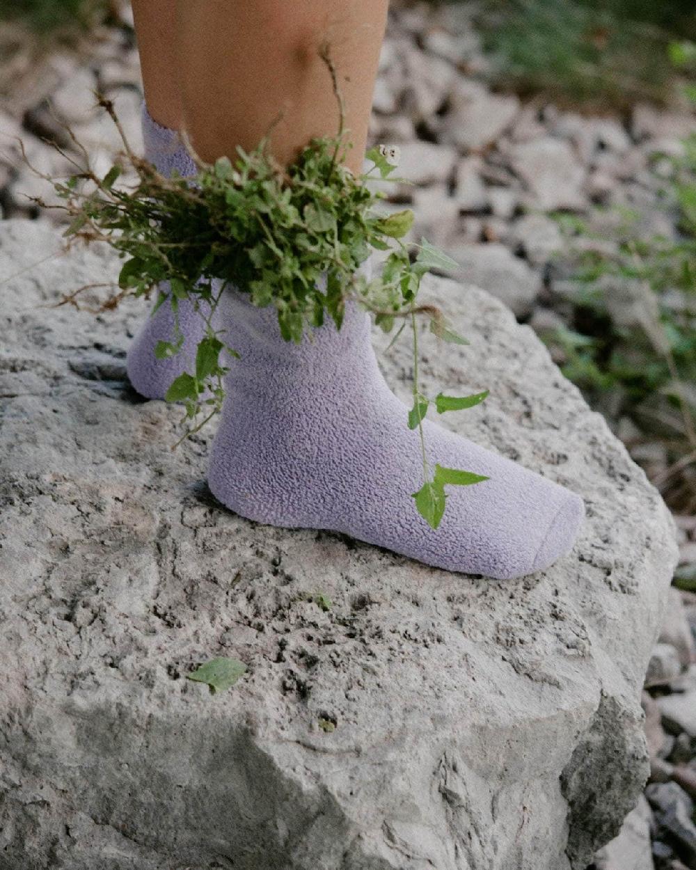 Baserange Chaussettes Mi-hautes à Boucles - Coton Biologique Texturé