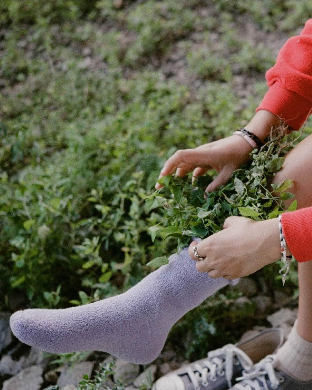 Baserange Chaussettes Mi-hautes à Boucles - Coton Biologique Texturé