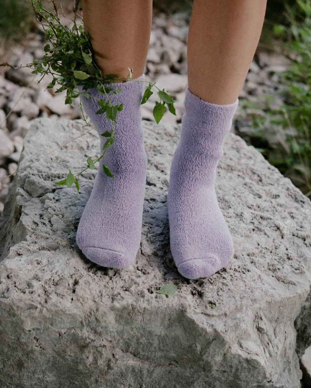 baserange Chaussettes mi-hautes à boucles - Coton biologique texturé