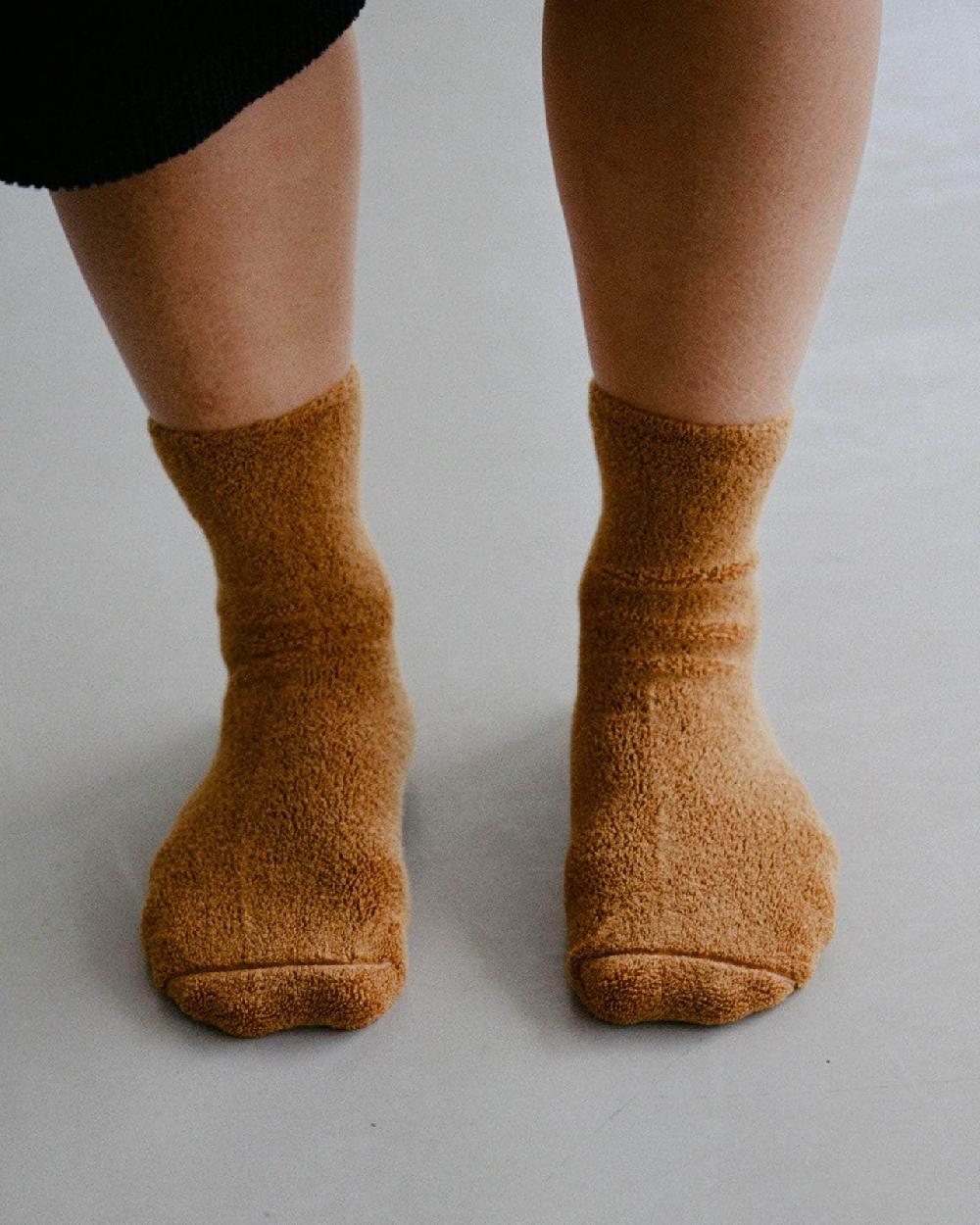 baserange Chaussettes mi-hautes à boucles - Coton biologique texturé