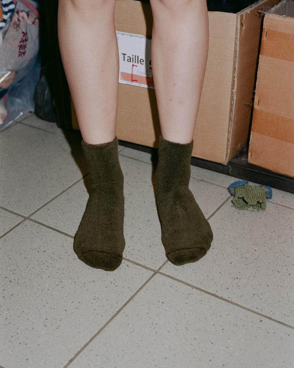 baserange Chaussettes mi-hautes à boucles - Coton biologique texturé