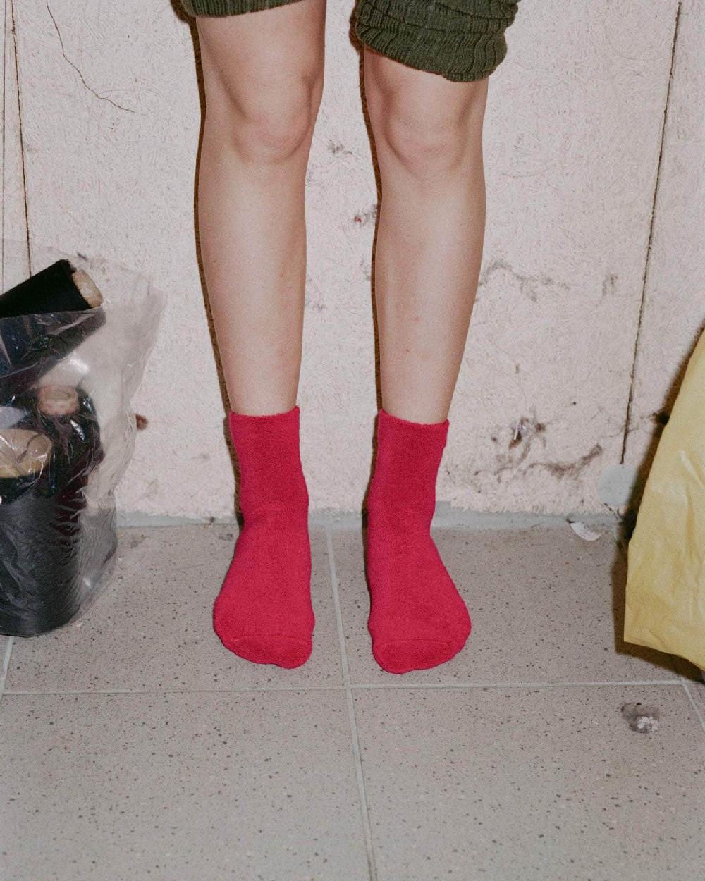 baserange Chaussettes mi-hautes à boucles - Coton biologique texturé