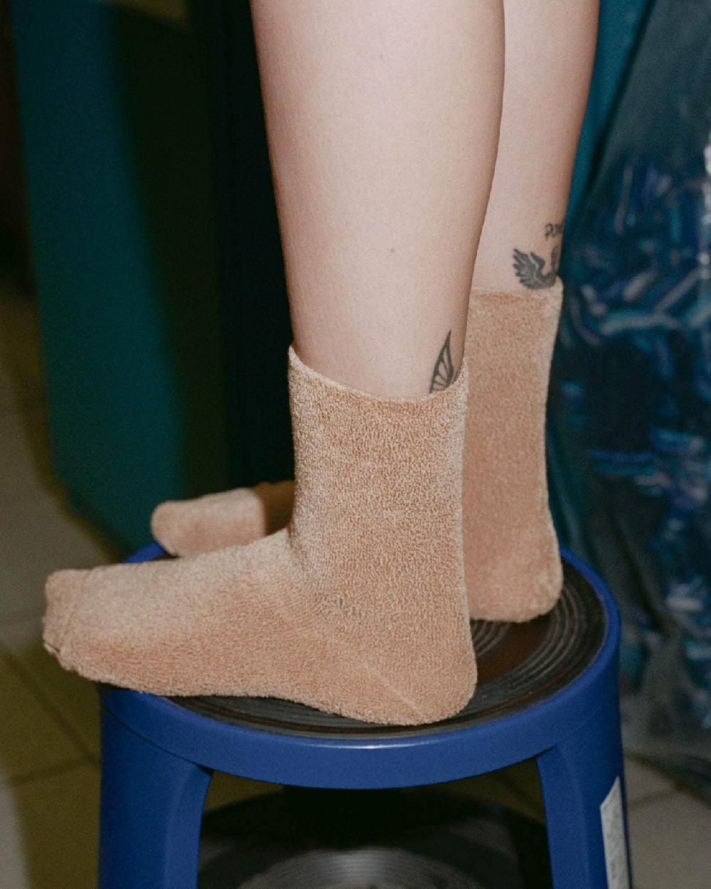 Baserange Chaussettes Mi-hautes à Boucles - Coton Biologique Texturé