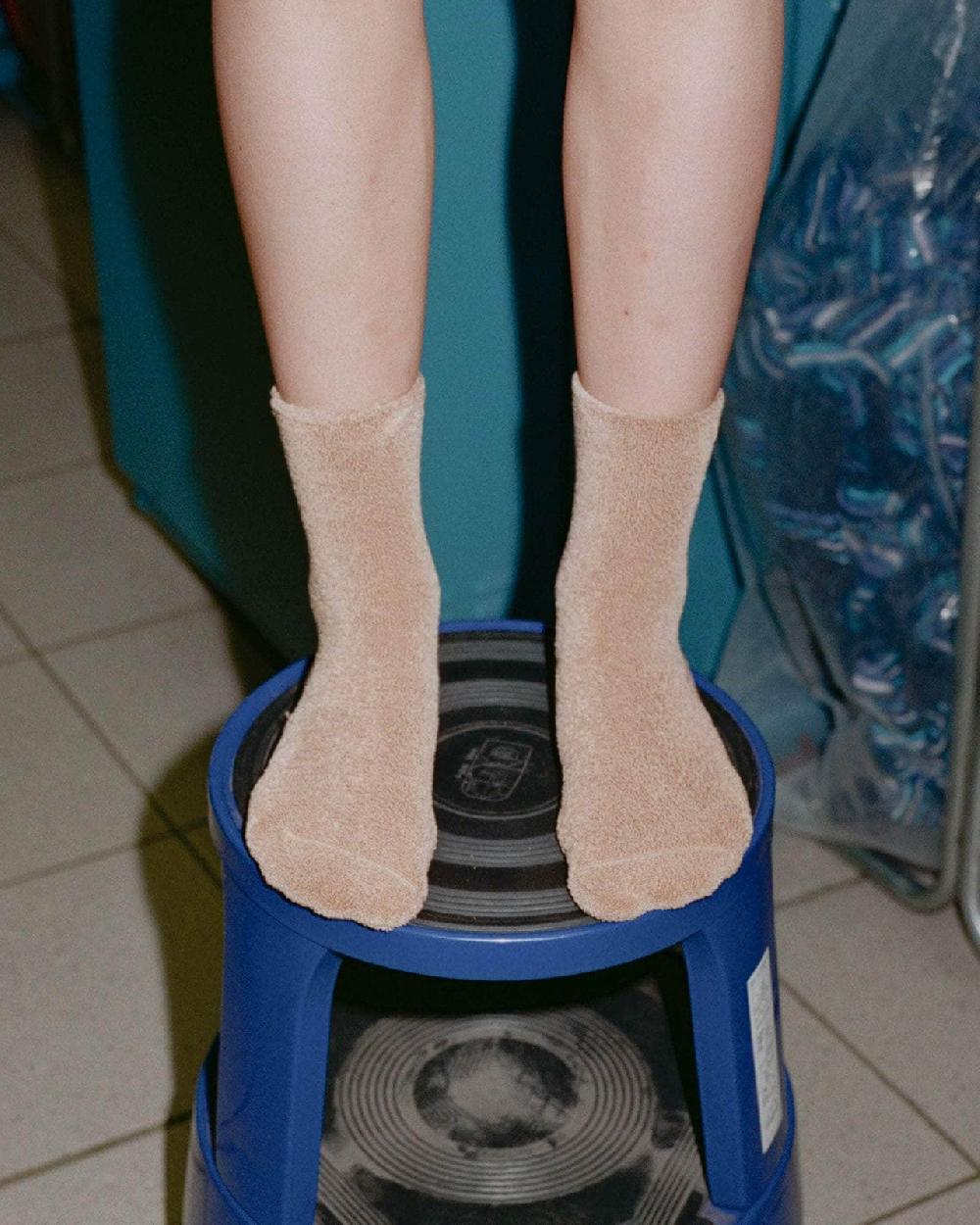 baserange Chaussettes mi-hautes à boucles - Coton biologique texturé