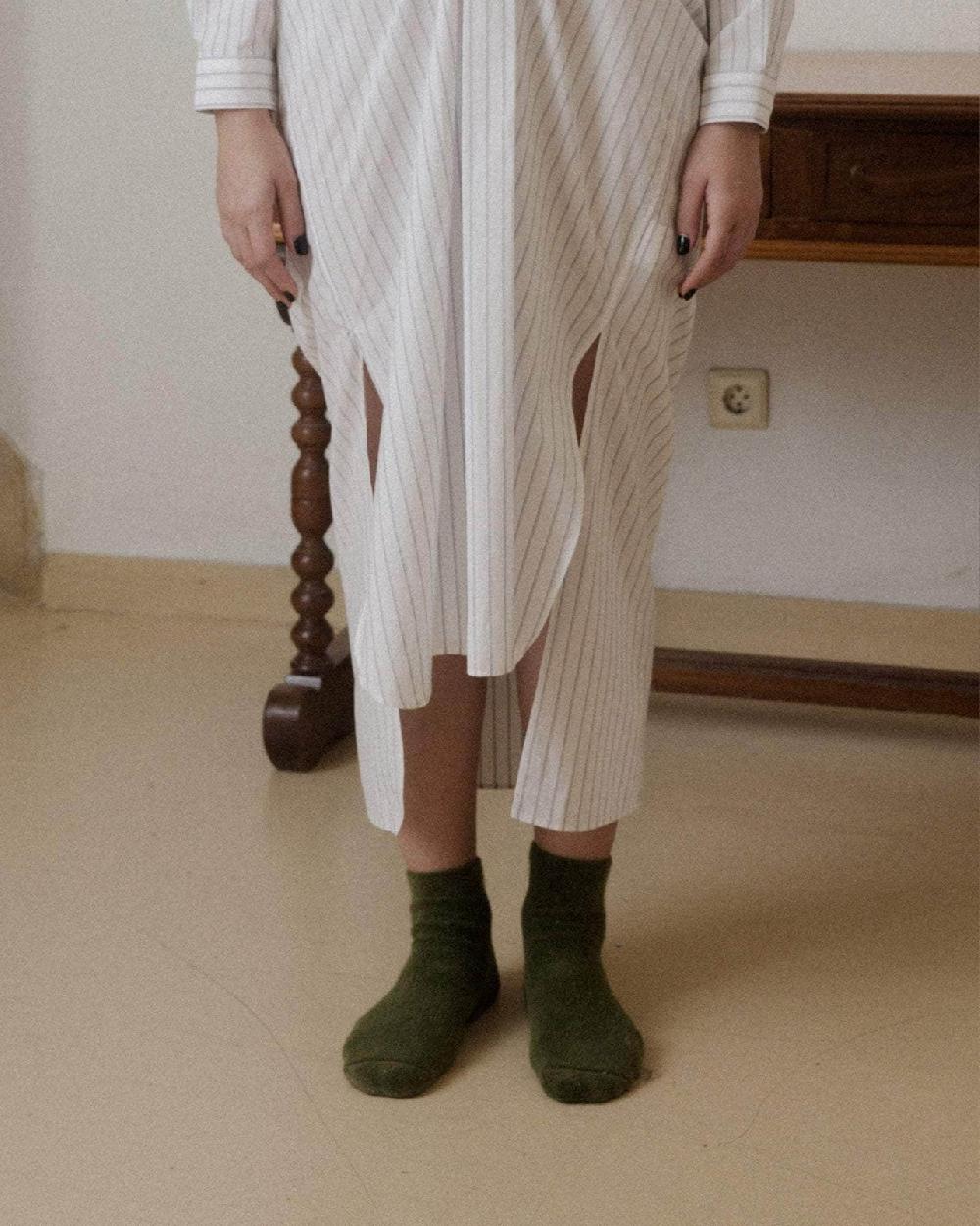 Baserange Chaussettes Mi-hautes à Boucles - Coton Biologique Texturé