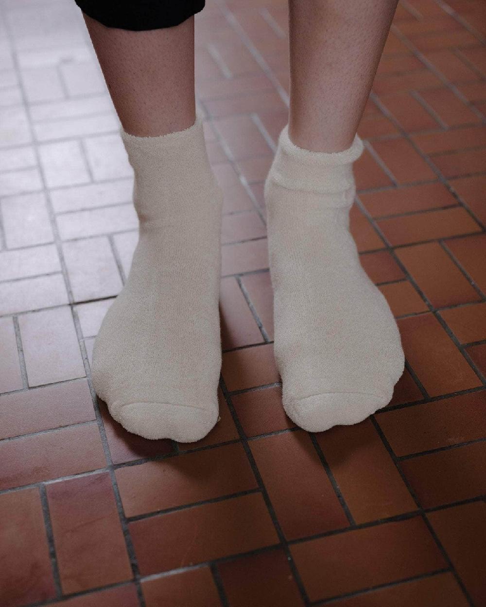 baserange Chaussettes mi-hautes à boucles - Coton biologique texturé