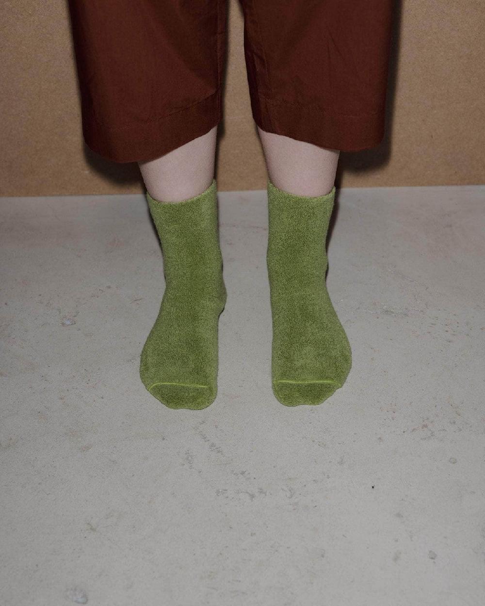 baserange Chaussettes mi-hautes à boucles  - Coton biologique texturé