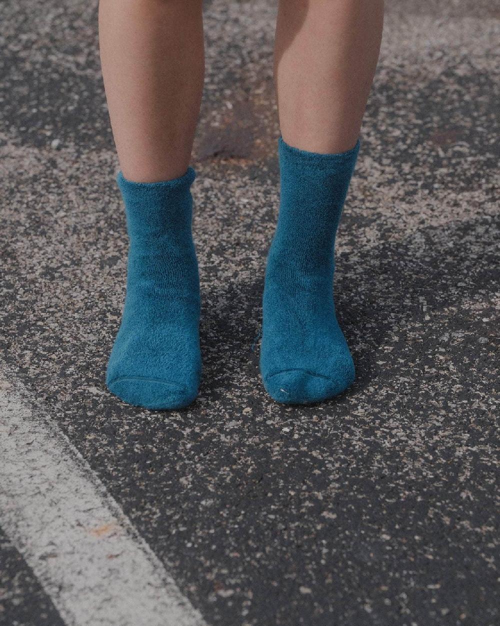 baserange Chaussettes mi-hautes à boucles - Coton biologique texturé