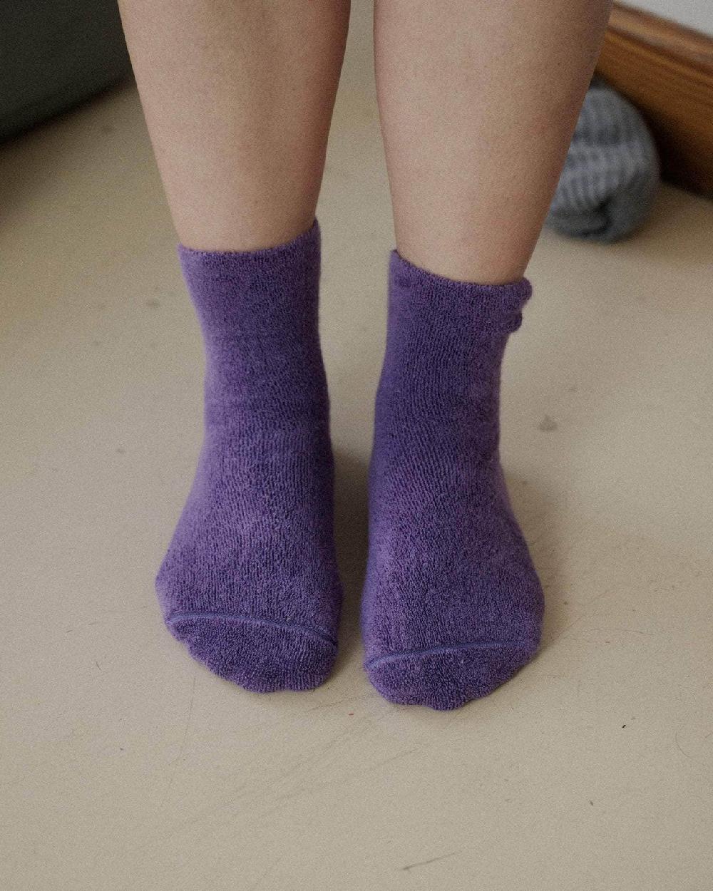 baserange Chaussettes mi-hautes à boucles - Coton biologique texturé