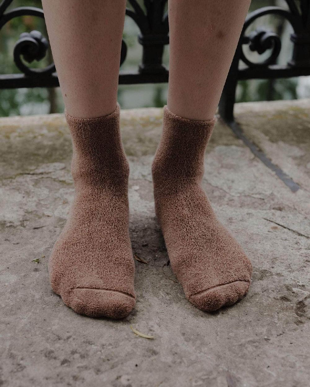 baserange Chaussettes mi-hautes à boucles - Coton biologique texturé