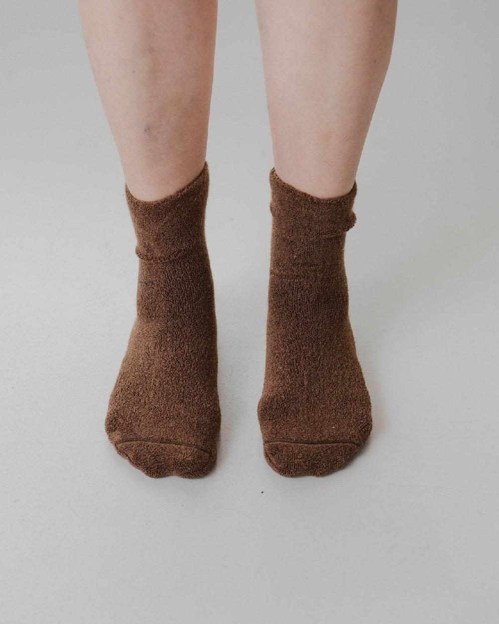 baserange Chaussettes mi-hautes à boucles - Coton biologique texturé