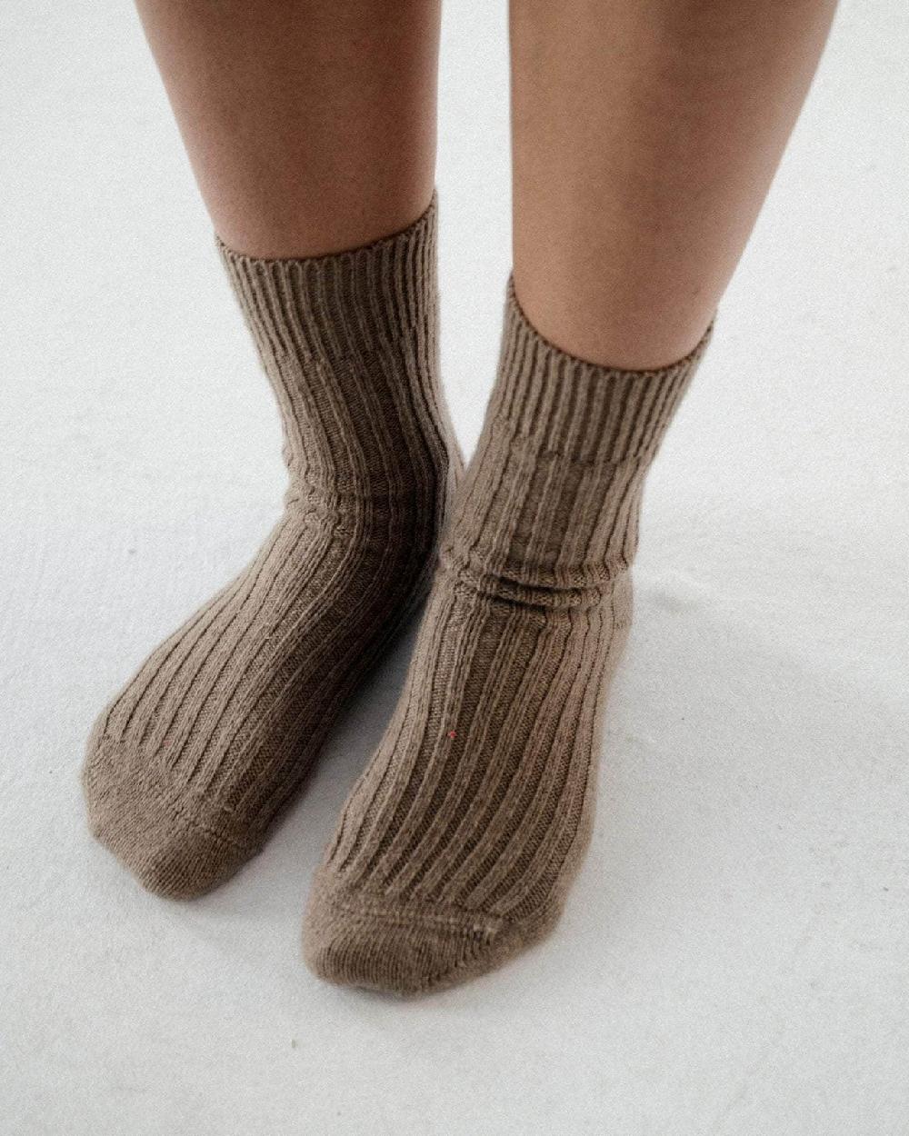 Baserange Chaussettes Mi-hautes Côtelées - Cachemire Recyclé Côtelé